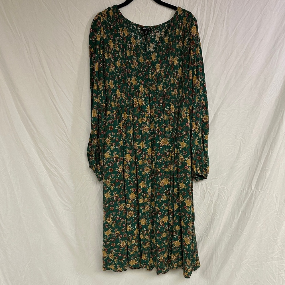 Torrid Green Floral Dress - Size 2X